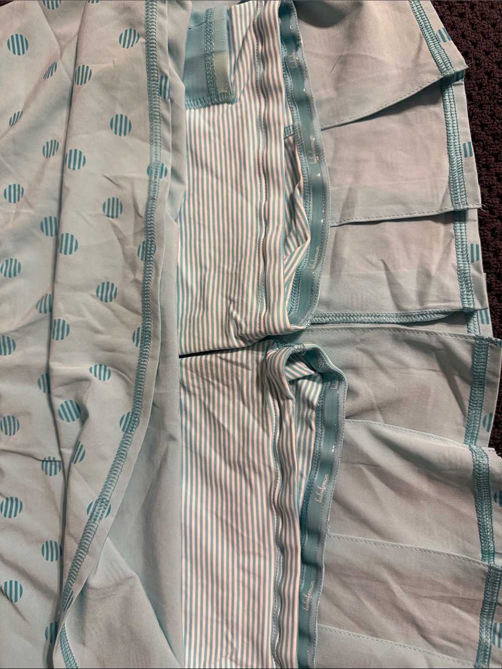 lululemon athletica White Mini Skirt with Light Blue Dot Print - Picture 2 of 4